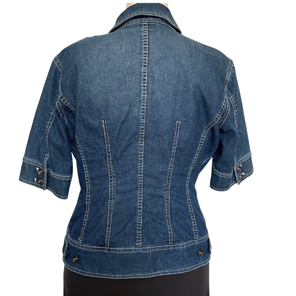 Coldwater Creek Denim Jacket Women’s 12 Short Sleeve Button Front - Picture 2 of 6